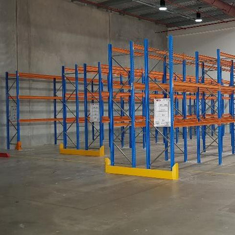 Installed Dexion Racking with End frame barrier