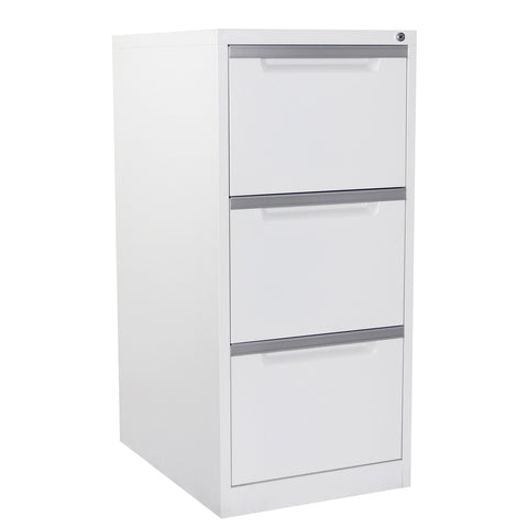 Three drawer vertical filing cabinet white satin