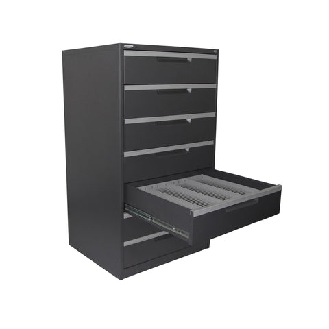 Multimedia cabinet with drawer open