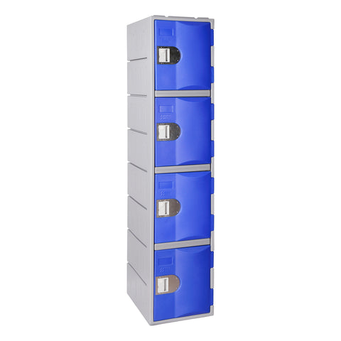 Four tier blue plastic locker